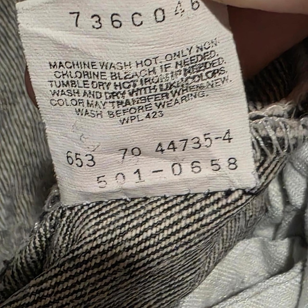 Vintage 1990 Levi's 501-0658 Black Gray Jeans USA Made 32x36 Button Fly 653 - Picture 6 of 8